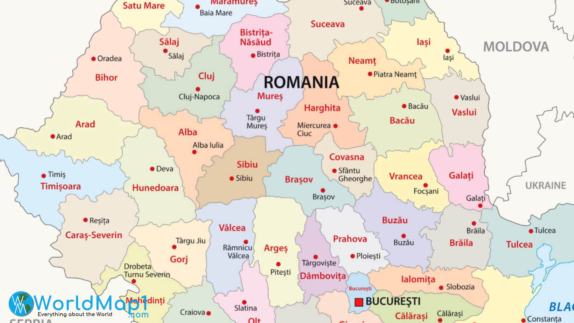 Rumänien-Karte mit Moldawien